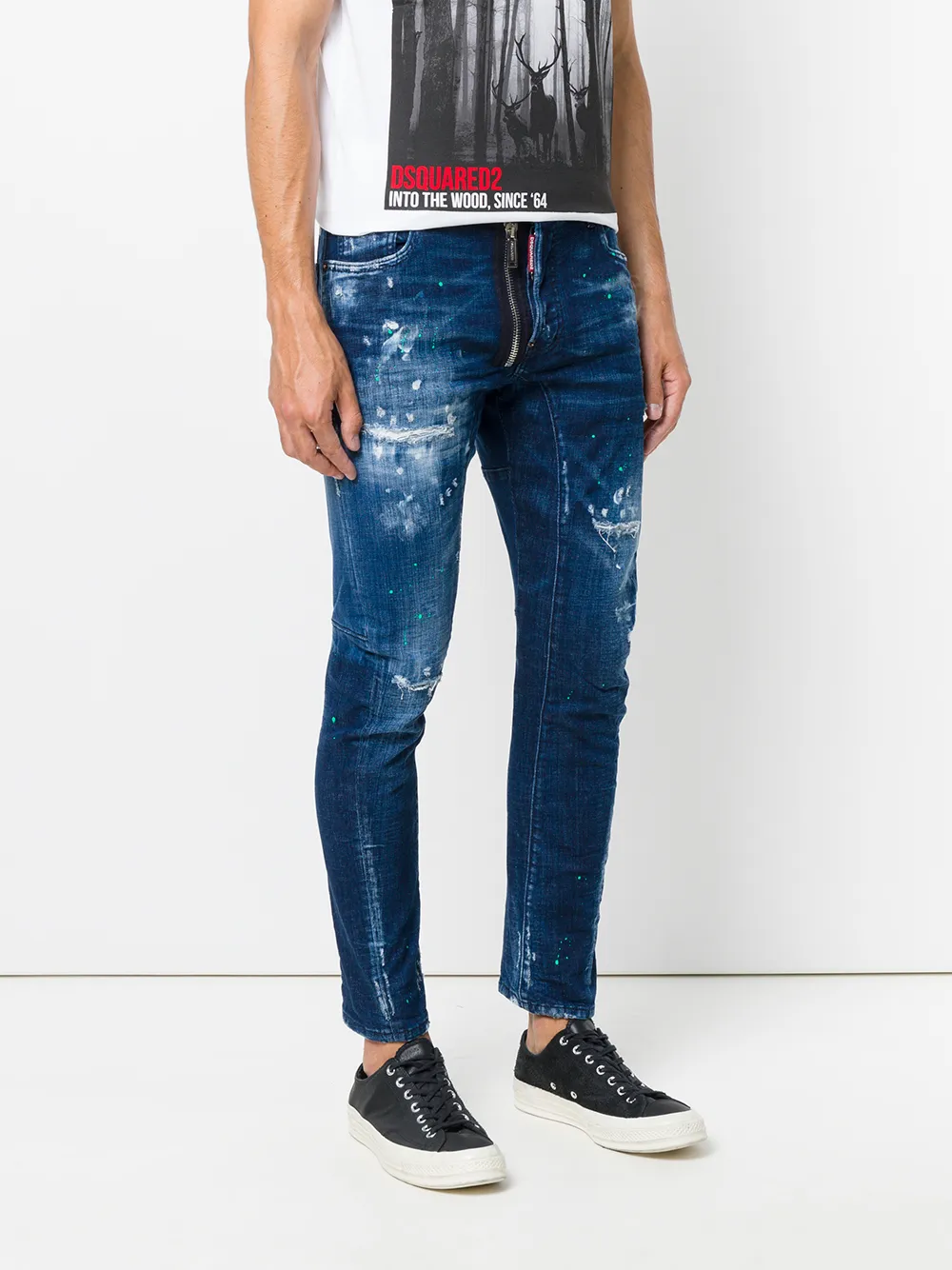  Dsquared2 Distressed Tidy Biker Jeans - Blue 