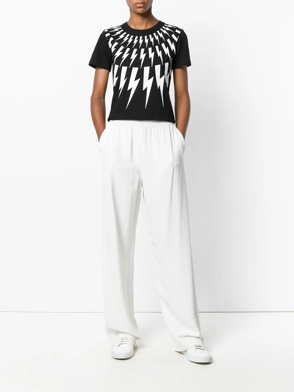 Neil Barrett lightning bolt T-shirt Zwart