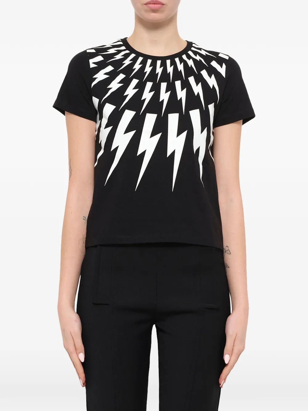 Neil Barrett lightning bolt T-shirt Zwart