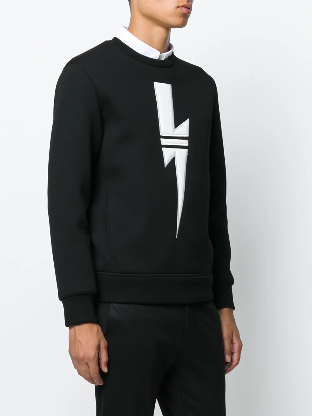  Neil Barrett Sweatshirt Mit Blitz Print   Schwarz 