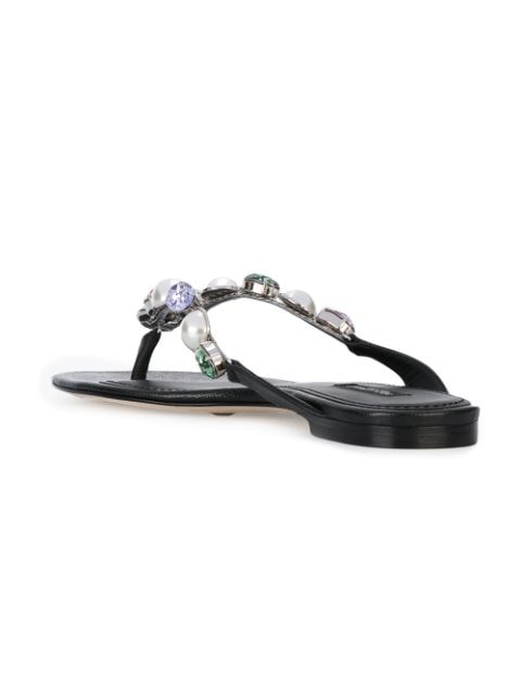 DOLCE & GABBANA Crystal And Pearl-Embellished Flip Flops | ModeSens