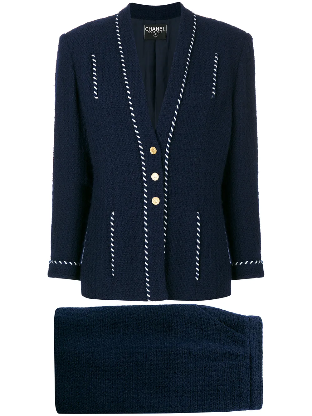 chanel vintage tweed skirt suit