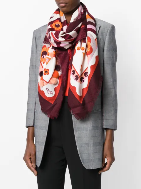 fendi fur trimmed shawl