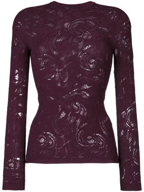 VERSACE Lace Baroque Knit Top | ModeSens
