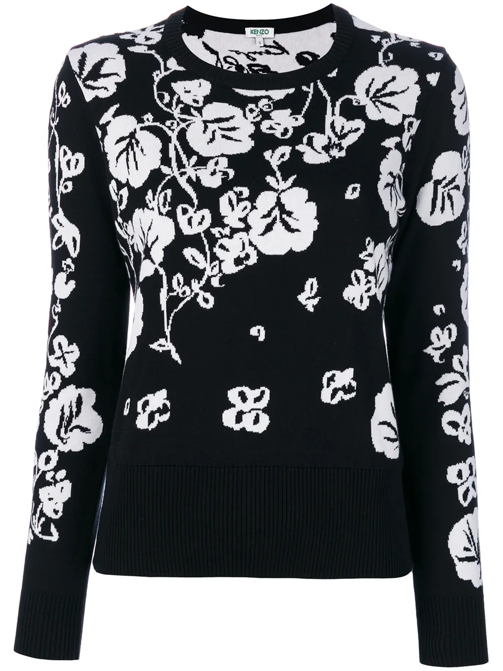 Kenzo Floral Leaf intarsia jumper - Nero