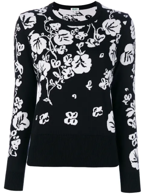 Kenzo Floral Leaf intarsia jumper