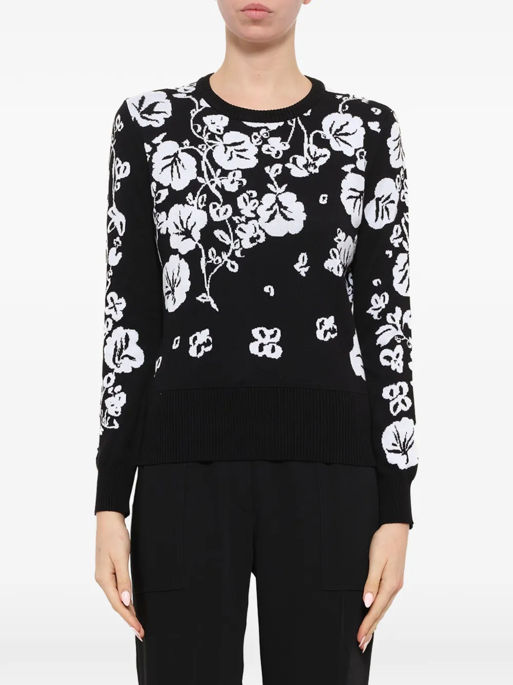 Kenzo Floral Leaf intarsia jumper - Nero