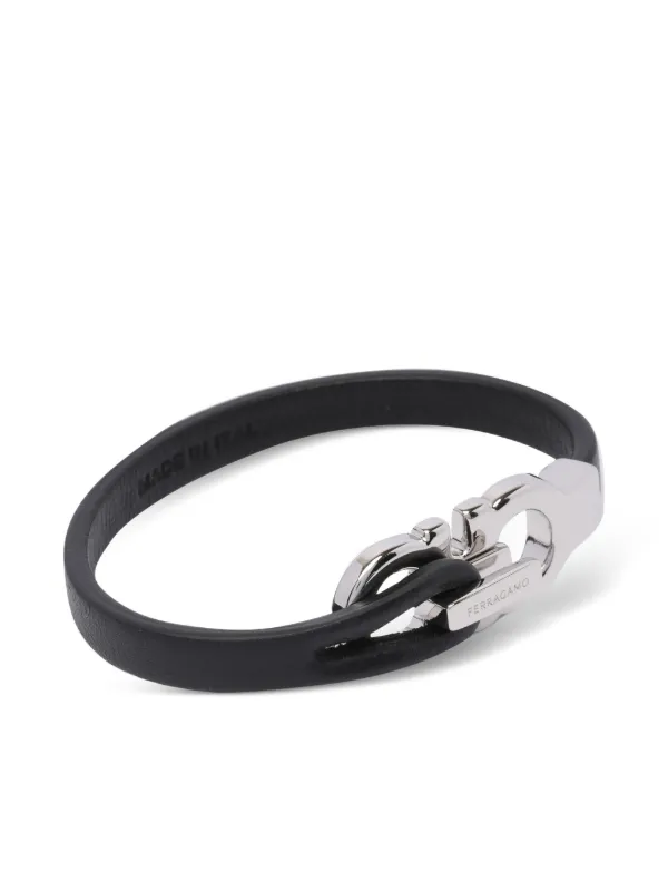 【関税送料込】Ferragamo Double Gancini ブレスレット α Ferragamo Double Gancio ブレスレット | ブラック | FARFETCH JP