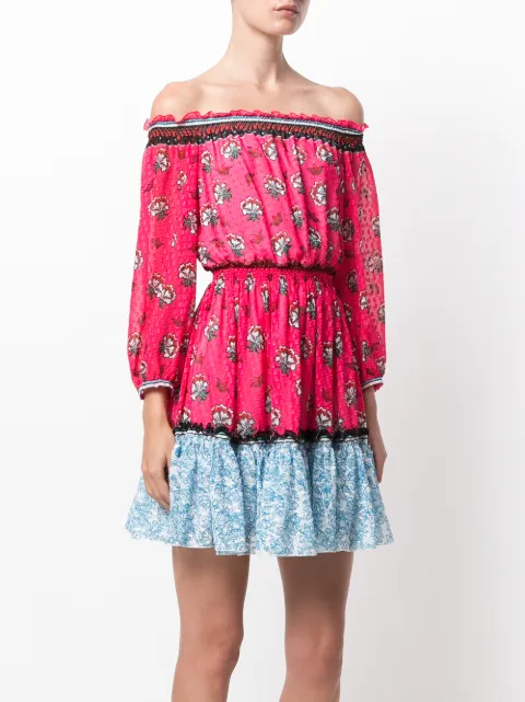 printed bardot dress
