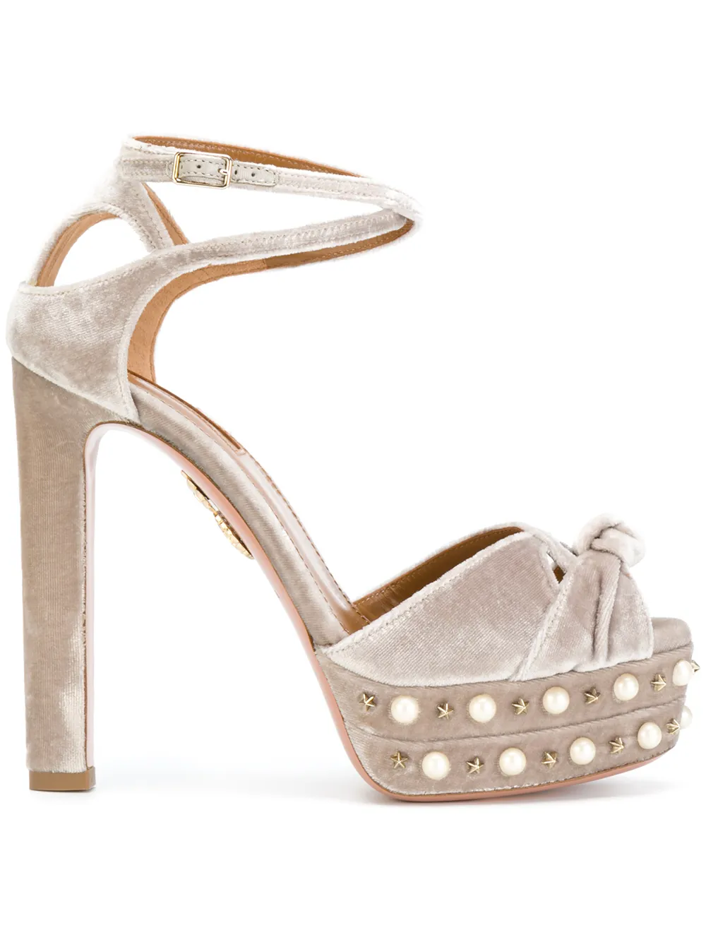 Aquazzura 'Harlow Pearls Plateau' sandals Grijs