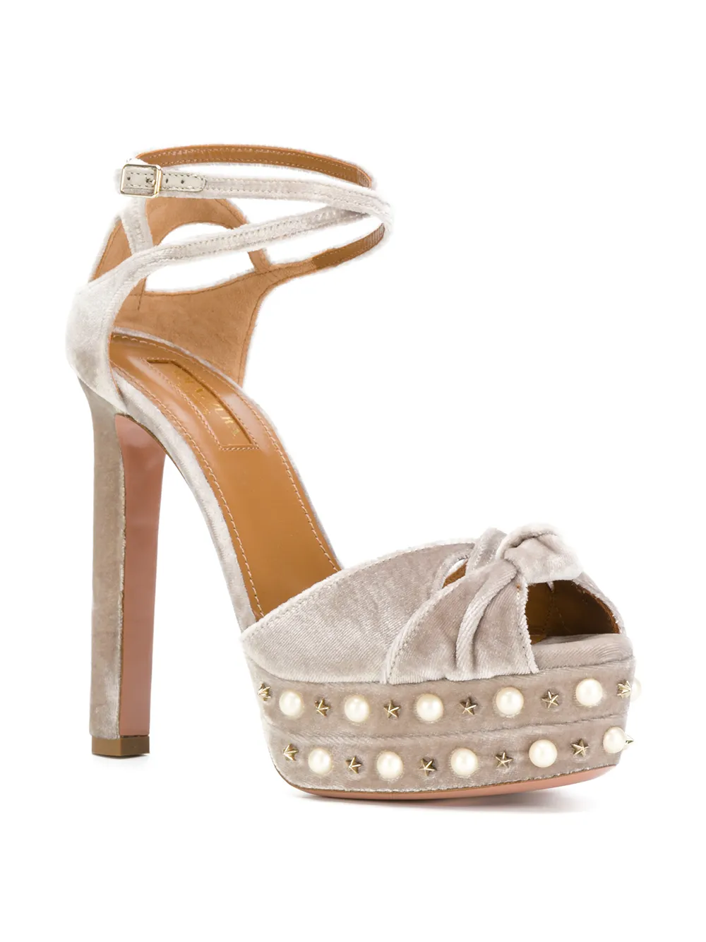 Aquazzura 'Harlow Pearls Plateau' sandals Grijs