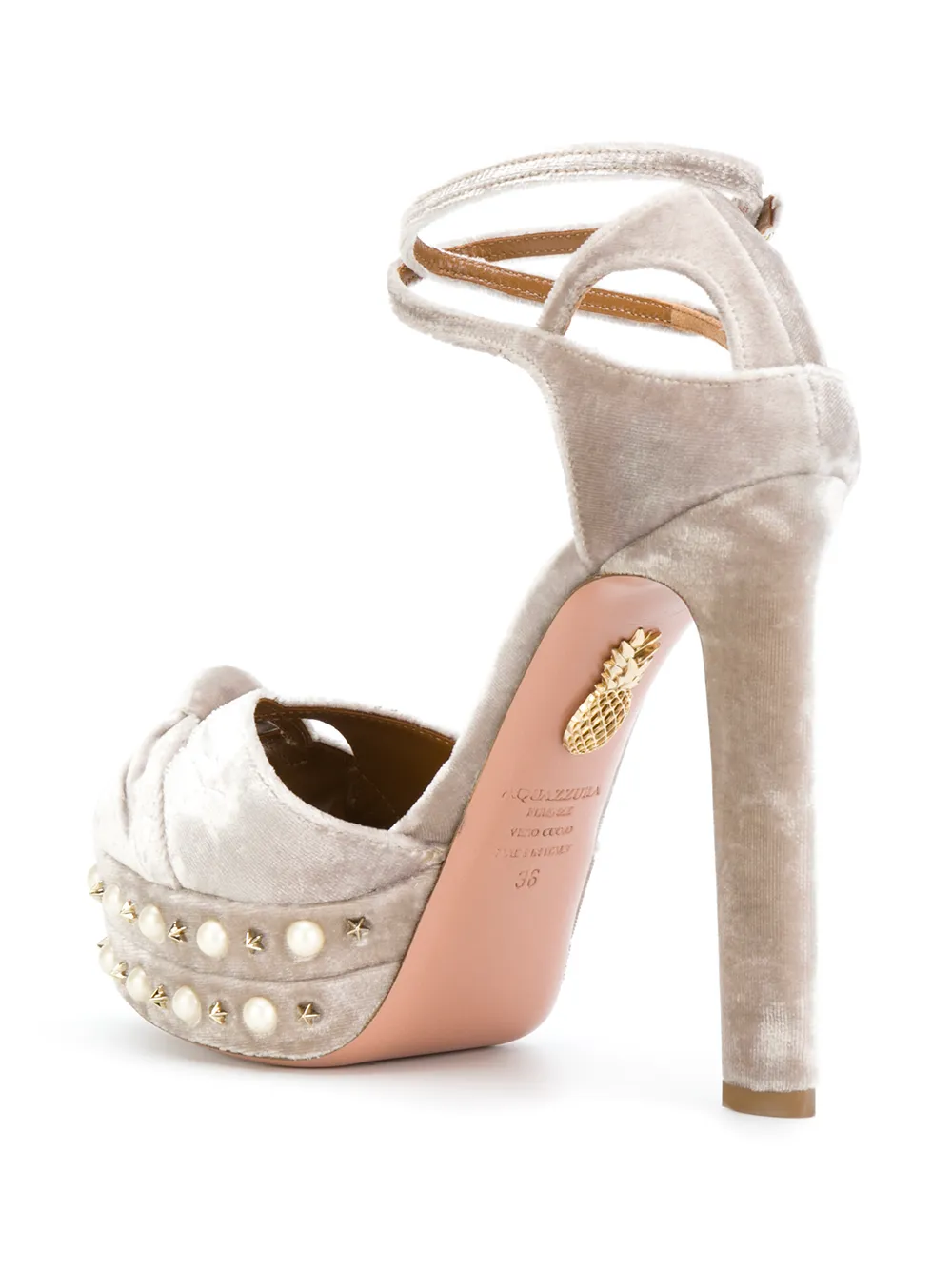 Aquazzura 'Harlow Pearls Plateau' sandals Grijs