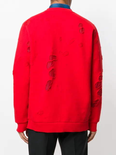 givenchy red sweater distressed