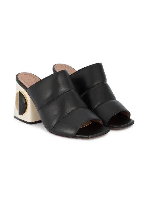 MARNI High Heel Black Leather Mules | ModeSens