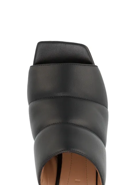 black leather mules with heel