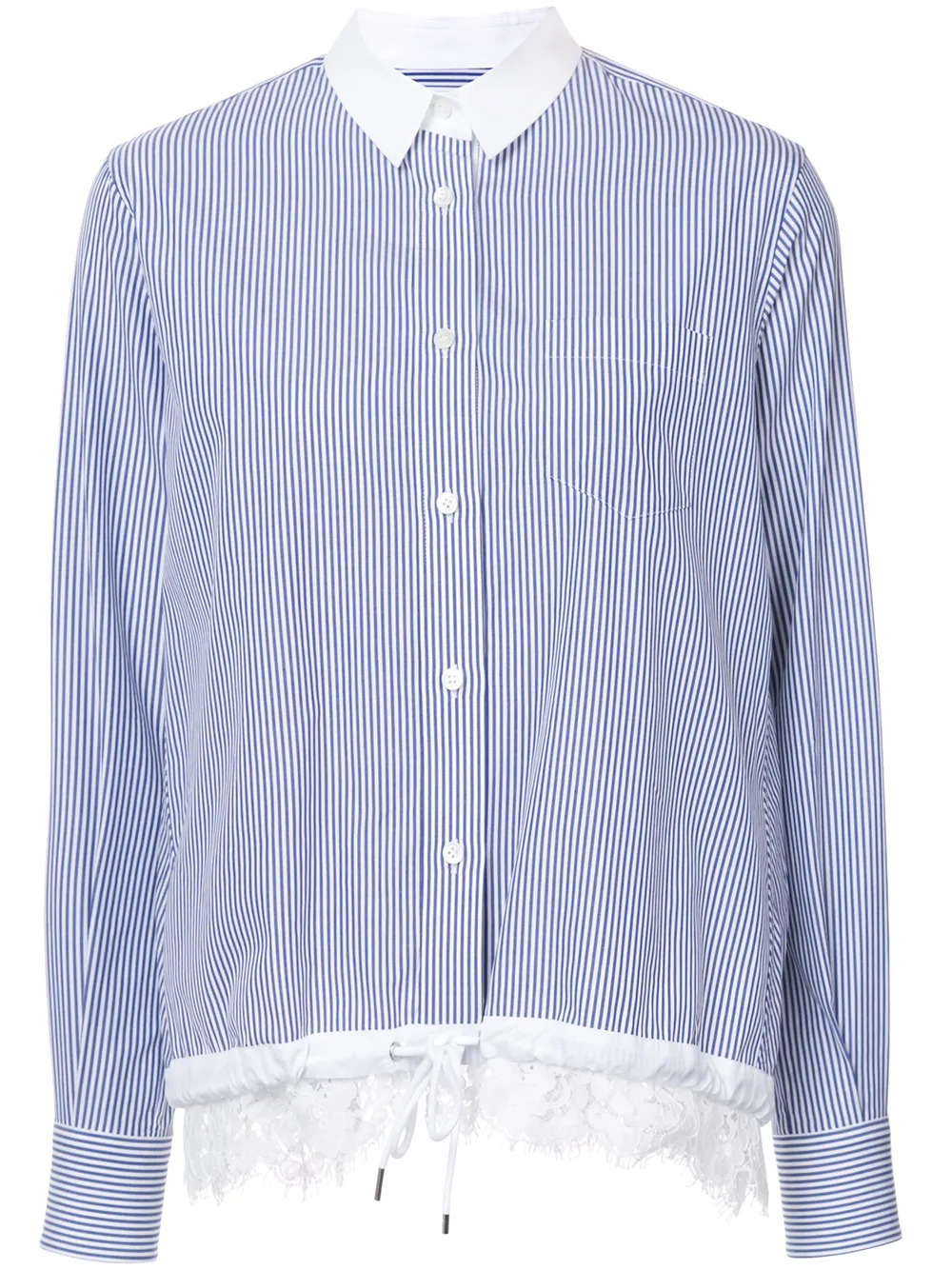 

sacai lace insert drawstring shirt - Blue