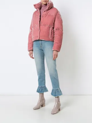 moncler cercis cropped velvet puffer coat