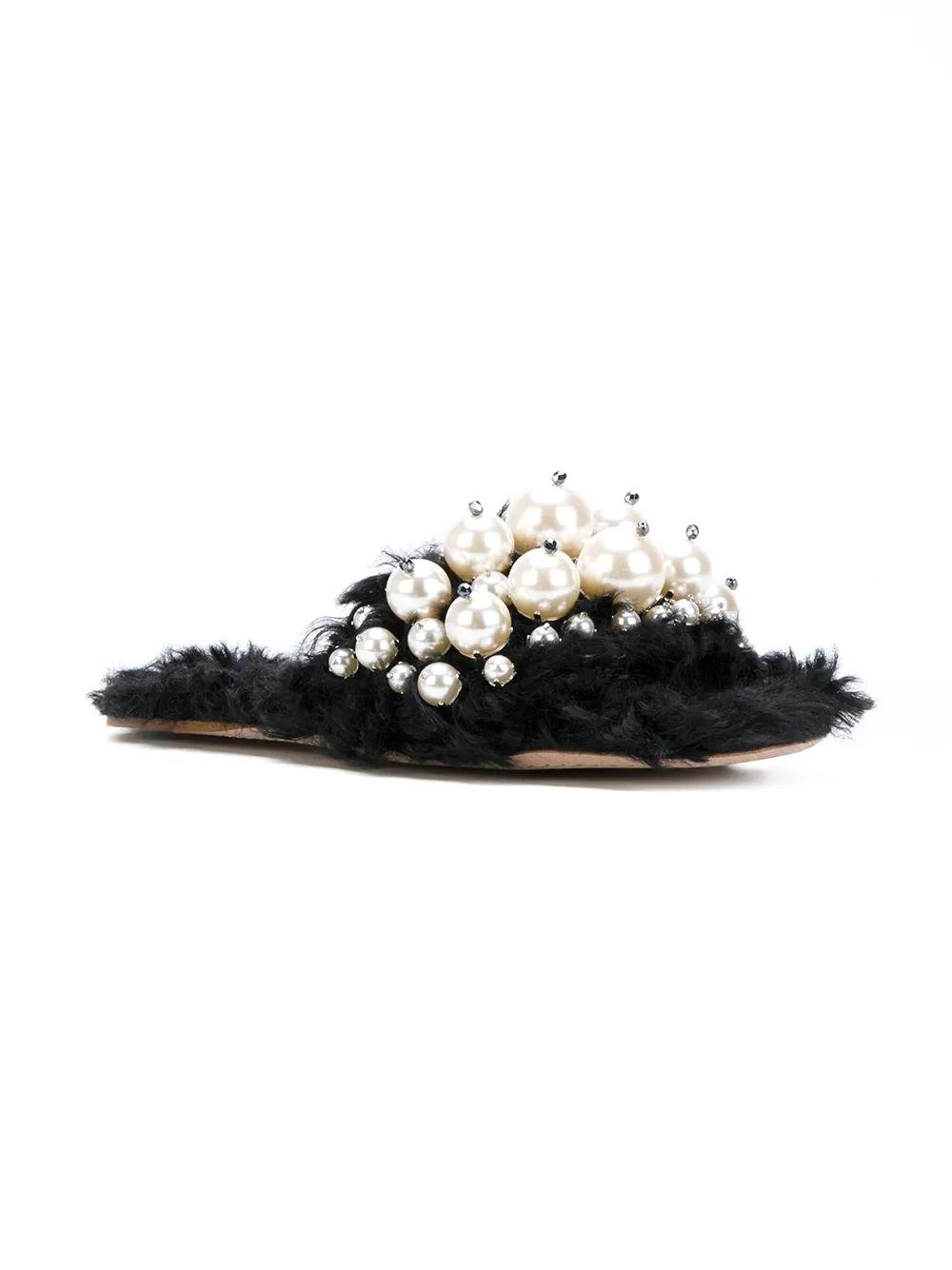 Miu Miu sandalias con apliques de perlas - Negro - Miu Miu | Mystilo