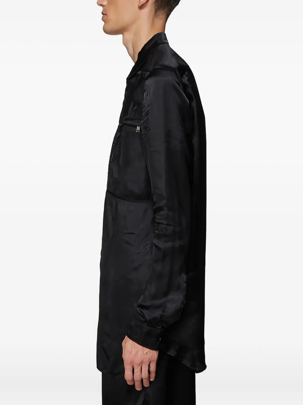 Rick Owens cutaway collar shirt Zwart