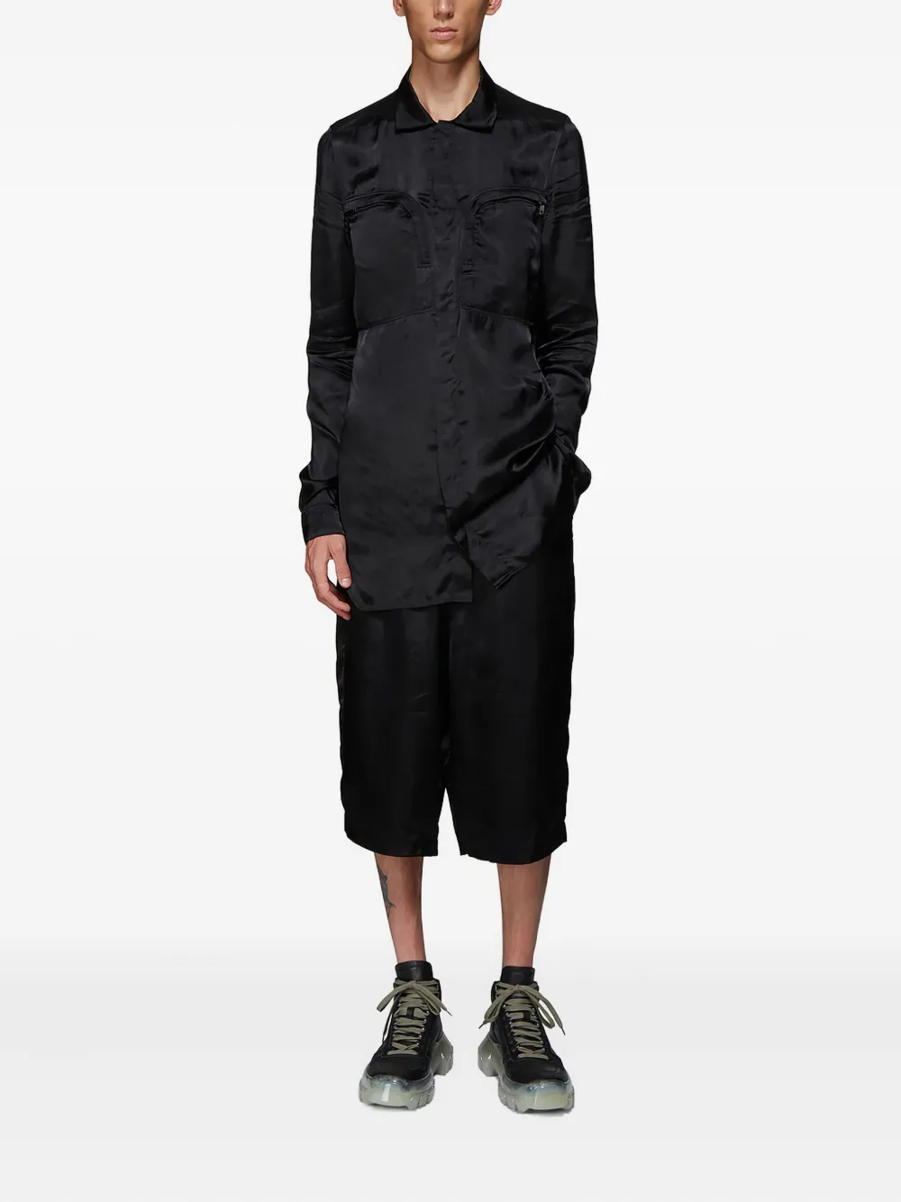 Rick Owens cutaway collar shirt - Zwart