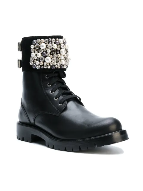 rene caovilla embellished biker leather boots