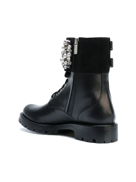 rene caovilla embellished biker leather boots