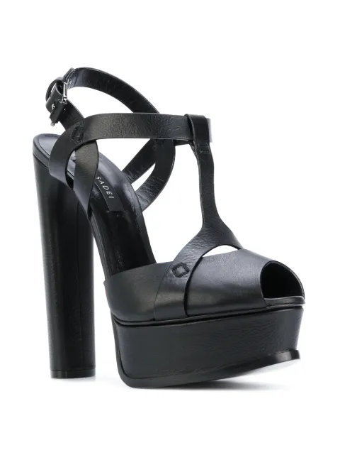 CASADEI T-Bar Platform Sandals in Black | ModeSens