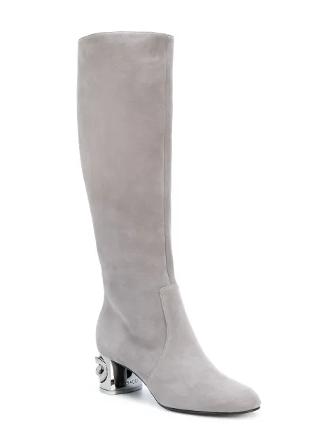below the knee boots with heel