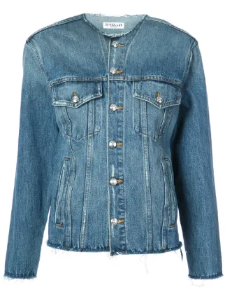 collarless jean jacket mens