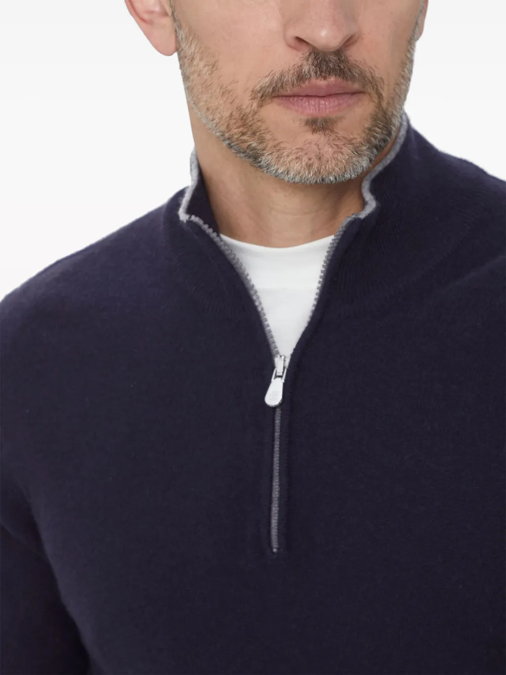 Brunello Cucinelli Cashmere Half-zipped Sweater In Blue