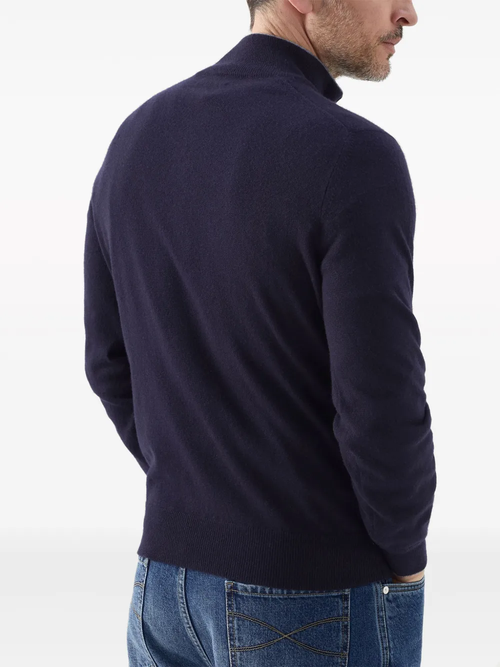Brunello Cucinelli Cashmere Half-zipped Sweater In Blue