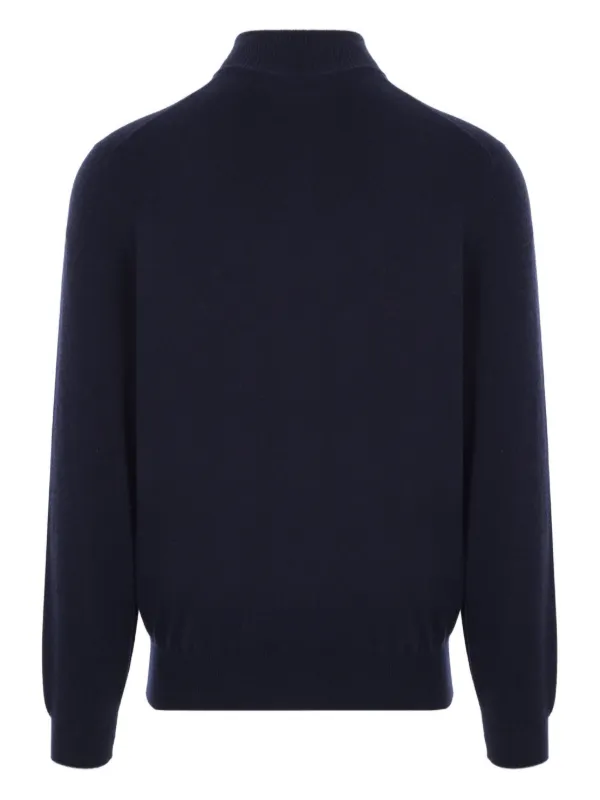 BRUNELLO CUCINELLI ブラックカシミアハーフジップニット