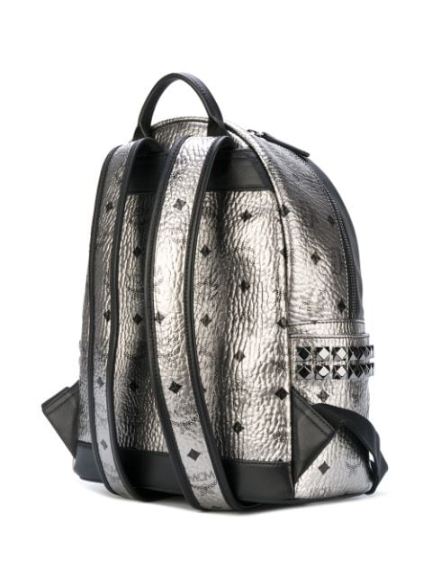 MCM Monogram Metallic Backpack in Silver | ModeSens