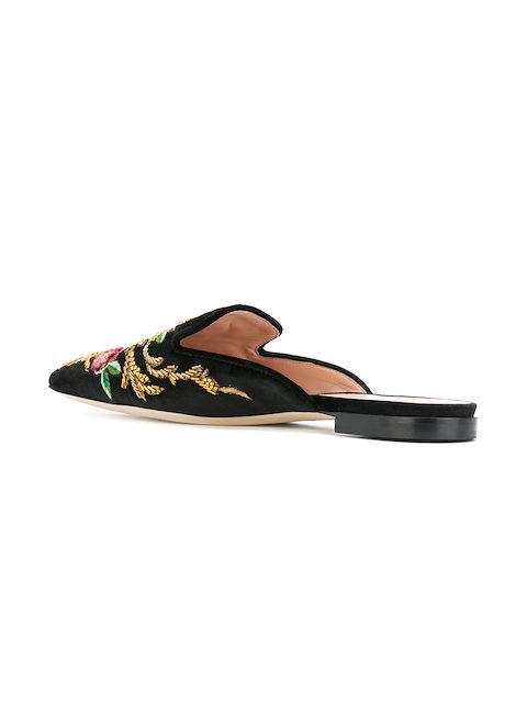 ALBERTA FERRETTI 10MM EMBROIDERED & BEADED VELVET MULES, BLACK/MULTI ...