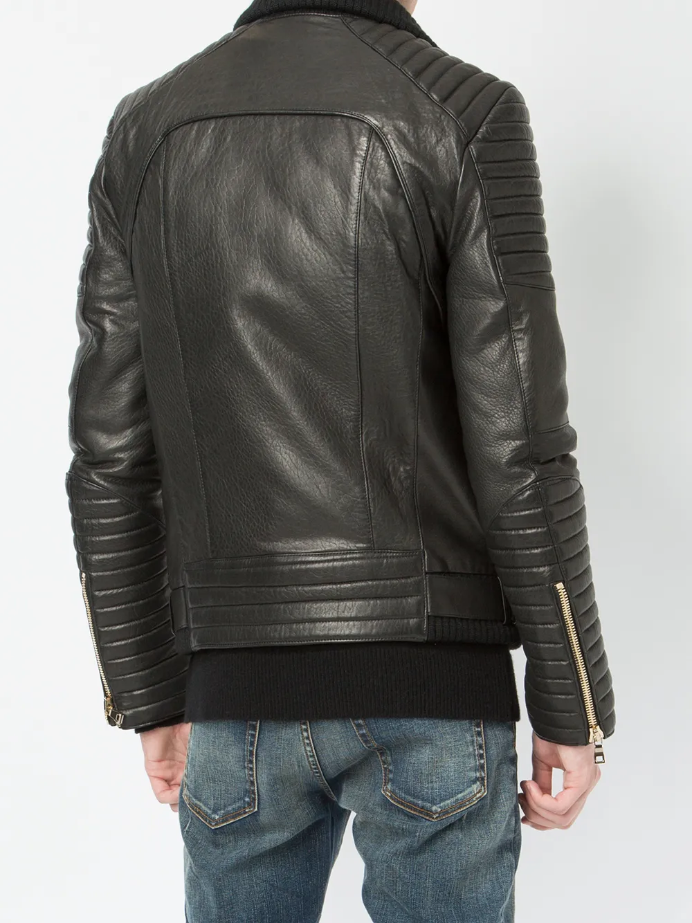 balmain leather biker jacket