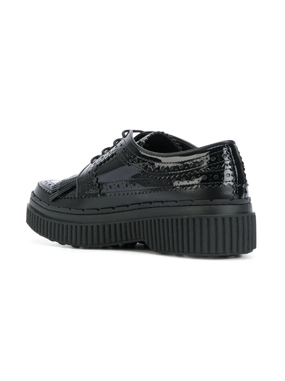 Tod's fringed flatform brogues Zwart