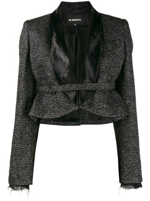 ANN DEMEULEMEESTER Glitter Embellished Cropped Jacket | ModeSens