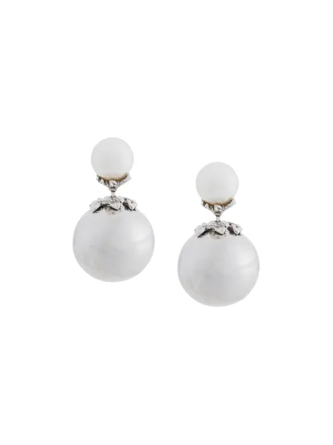 Kasun London orb and pearl stud earrings