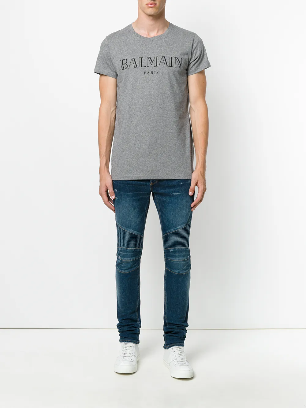 Balmain bleached biker jeans - Blauw