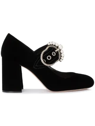Miu Miu Black Velvet Crystal Buckle 90 Mary Jane Heels $1,275 - Buy ... Miu Miu Black Velvet Crystal Buckle 90 Mary Jane Heels ...