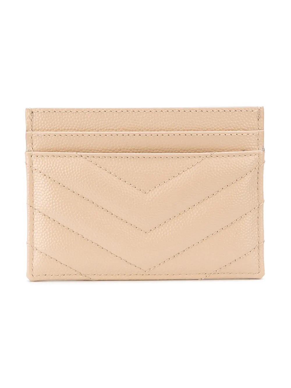 Saint Laurent quilted credit card case Beige