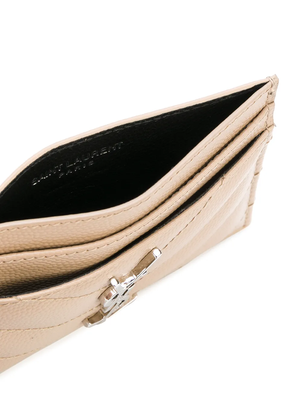 Saint Laurent quilted credit card case Beige