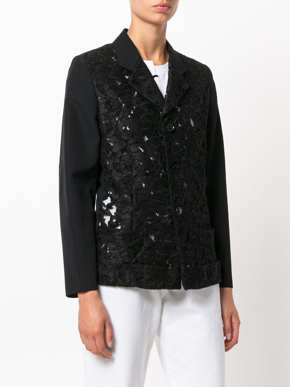 Pre-owned Comme Des Garçons Lace Panel Jacket In Black