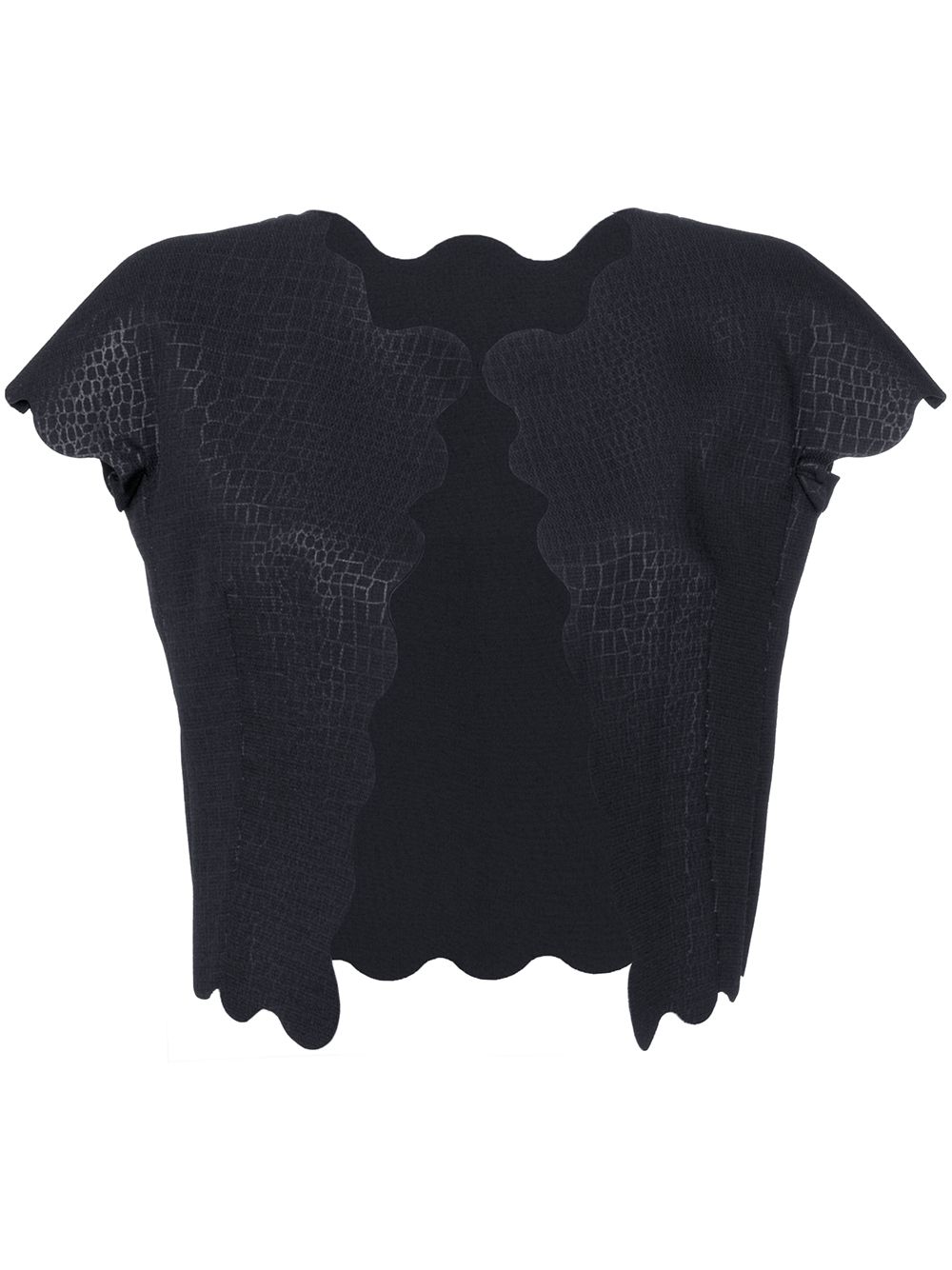 Pre-owned Comme Des Garçons Scalloped Crocodile-embossed Waistcoat In Black