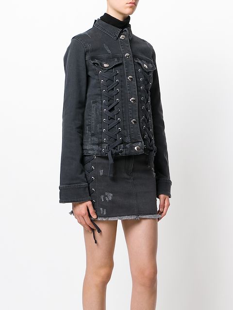 lace up denim jacket