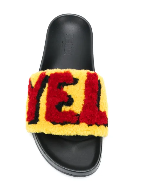 fendi multicolor leather slides