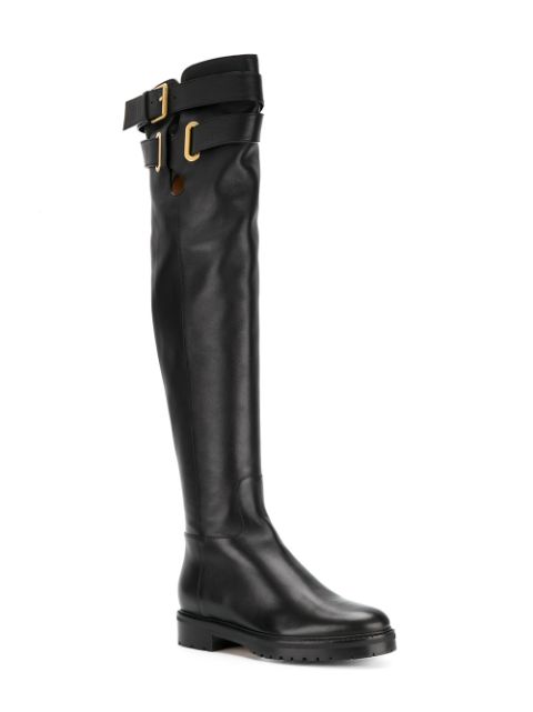 VALENTINO 30Mm Bowrap Leather Over The Knee Boots in Black | ModeSens