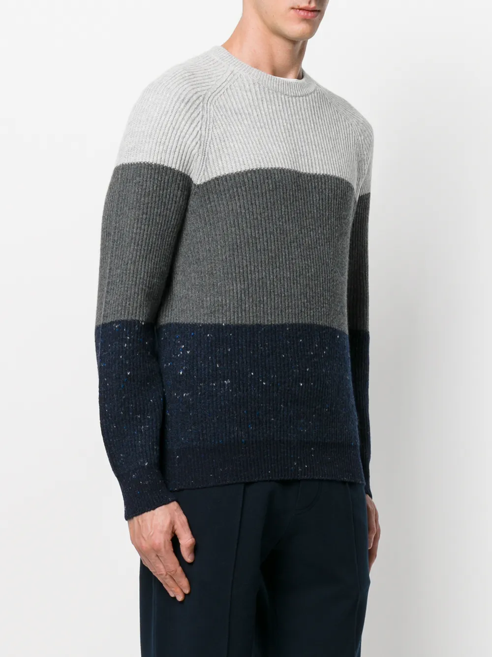  Brunello Cucinelli Striped Knitted Sweater - Grey 