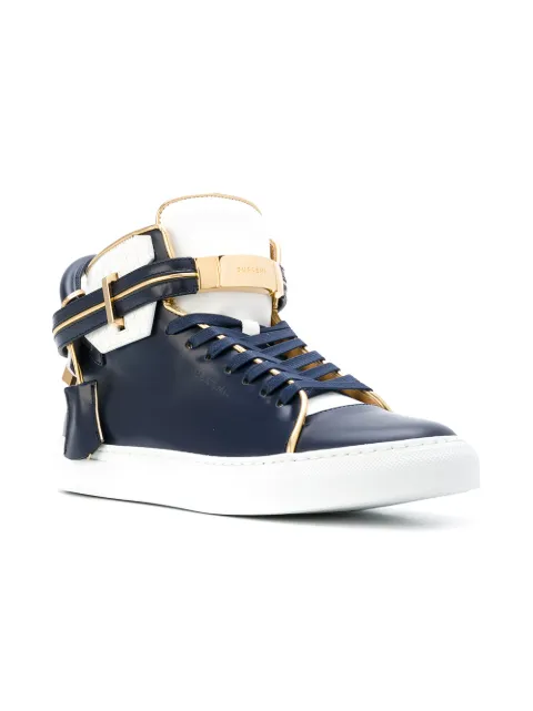 high top buckle sneakers