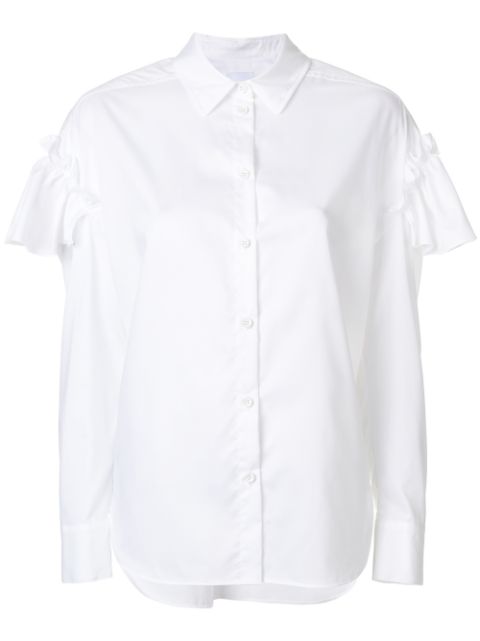 white frill hem shirt